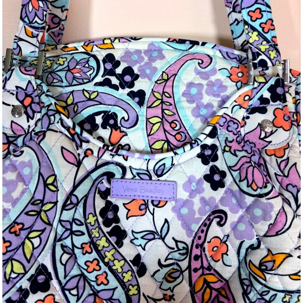 Vera Bradley Quilted Large Glenna‎ Tote Maddalena Paisley Purple Orange Yellow